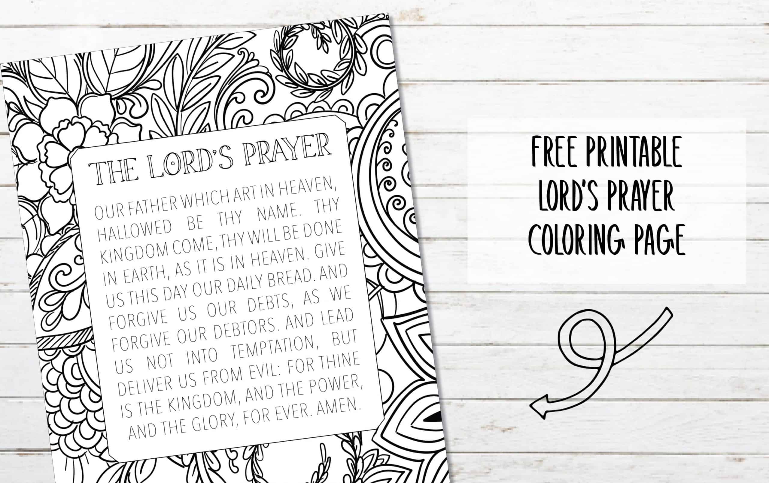 Free printable the lords prayer coloring page
