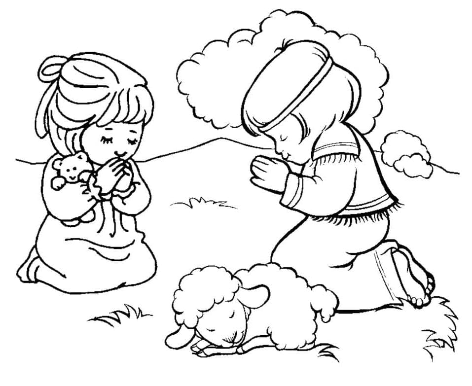 Childrens prayer coloring page
