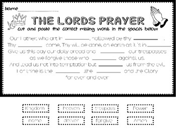 The lords prayer coloring page activity sheet by the creative kinders