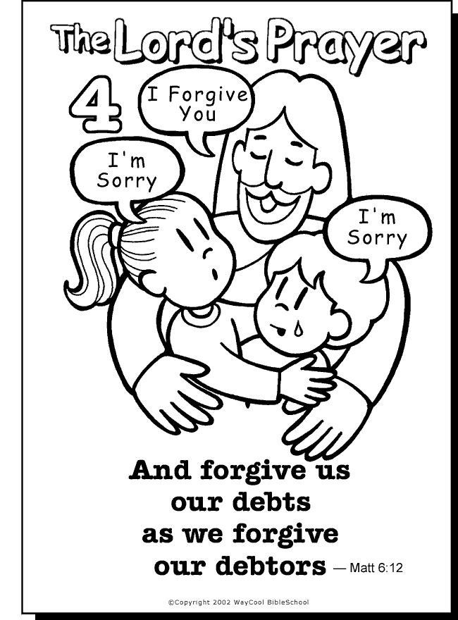 Teach children the lords prayer with coloring pages