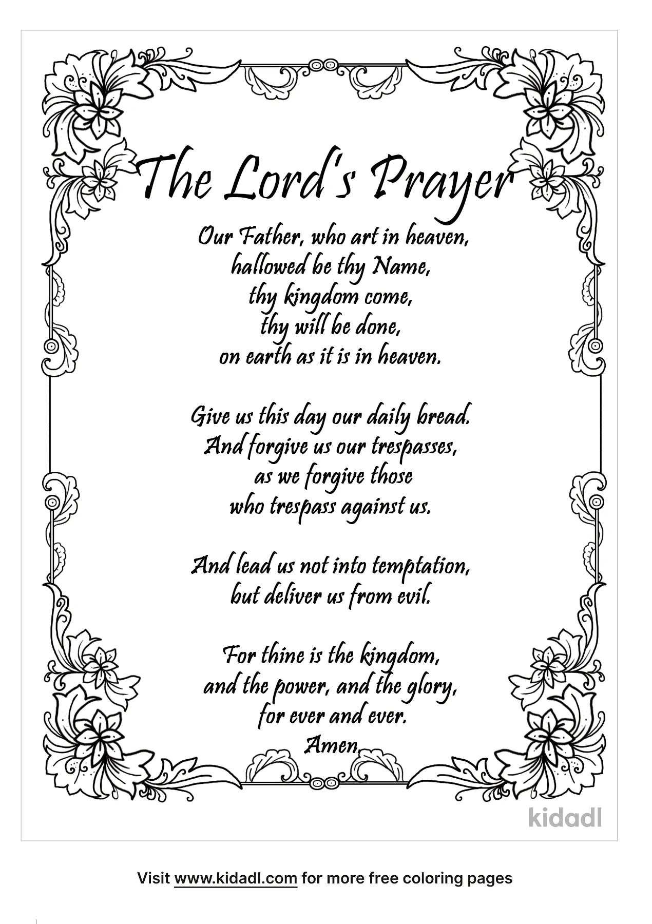 Free the lords prayer coloring page coloring page printables