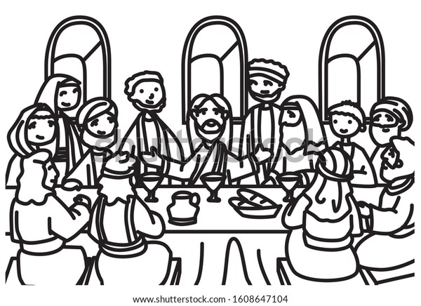 Last supper coloring book stock vector royalty free