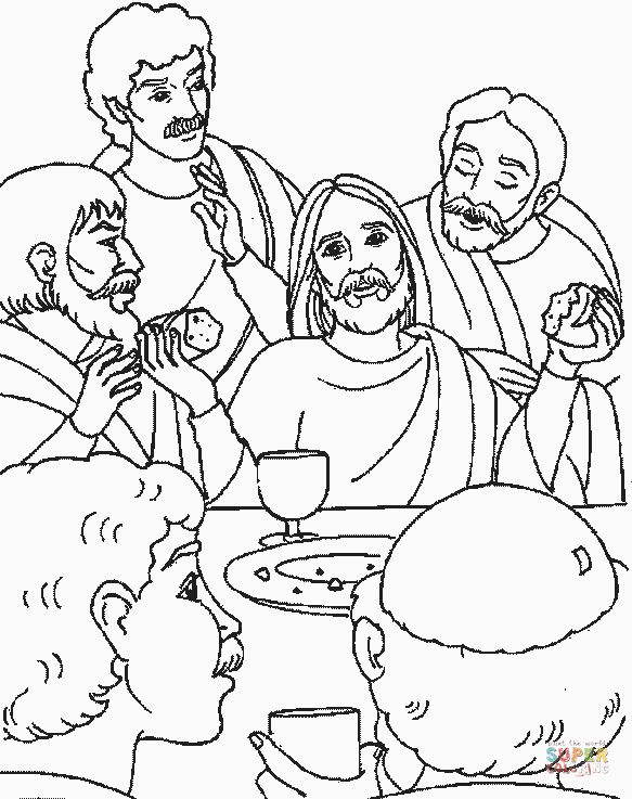 Last supper of jesus coloring page free printable coloring pages