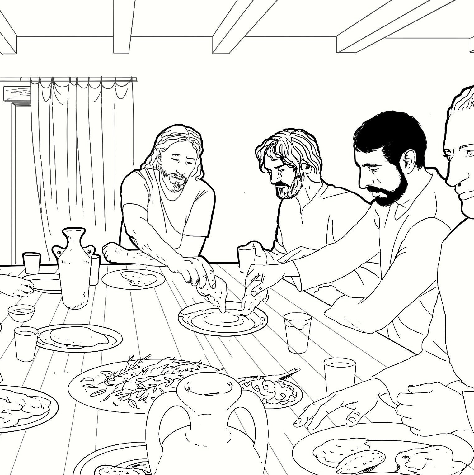 Holy week last supper coloring drawing