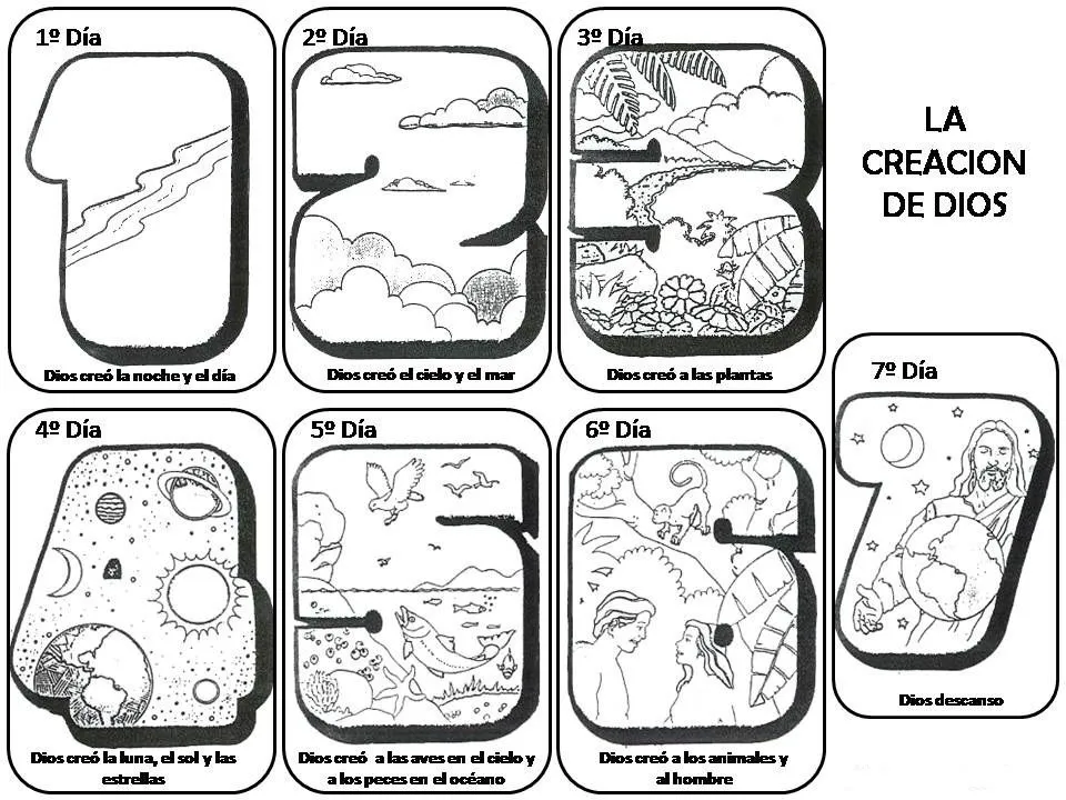 La creacion del mundo dibujo para colorear