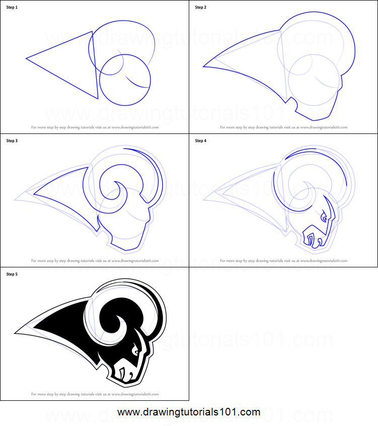 How to draw los angeles rams logo printable drawing sheet by drawingtutorials los angeles rams logo drawings drawing sheet