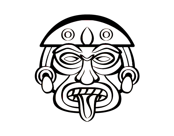 Aztec mask coloring page