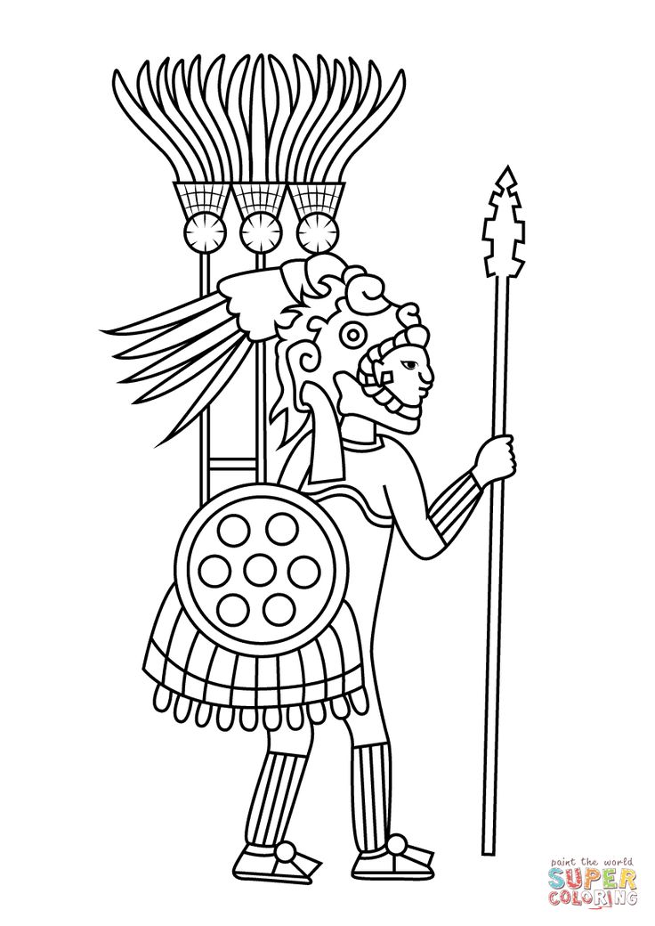 Aztec warrior coloring page free printable coloring pages aztec art aztec warrior cute coloring pages