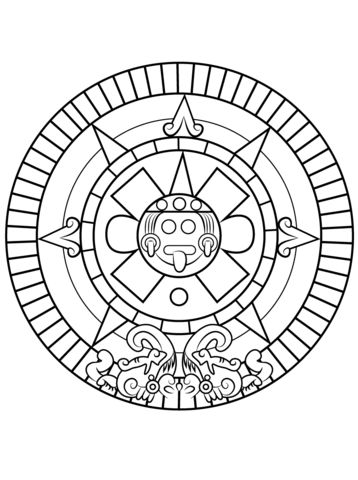 Aztec sun stone coloring page free printable coloring pages aztecas dibujos aztecas sol azteca
