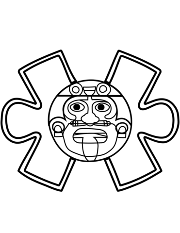 Aztec calendar stone coloring page free printable coloring pages