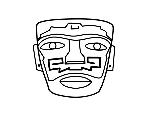 Aztec ancestral mask coloring page