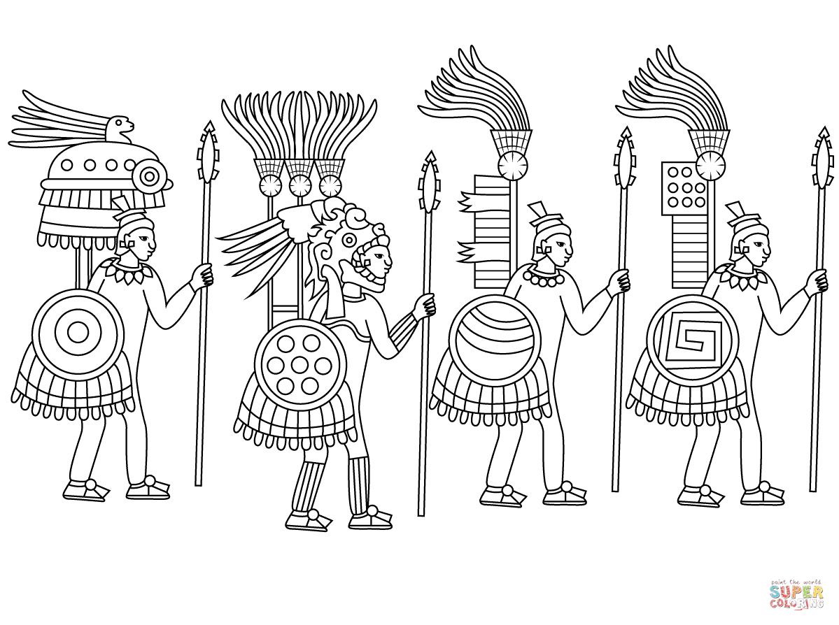 Aztec warriors coloring page free printable coloring pages