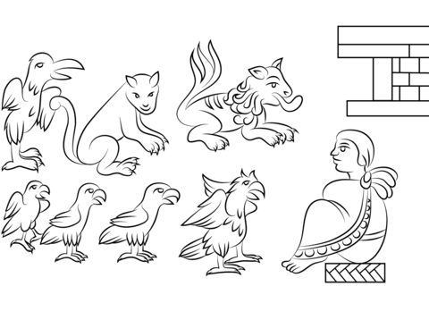 Aztec animals coloring page free printable coloring pages