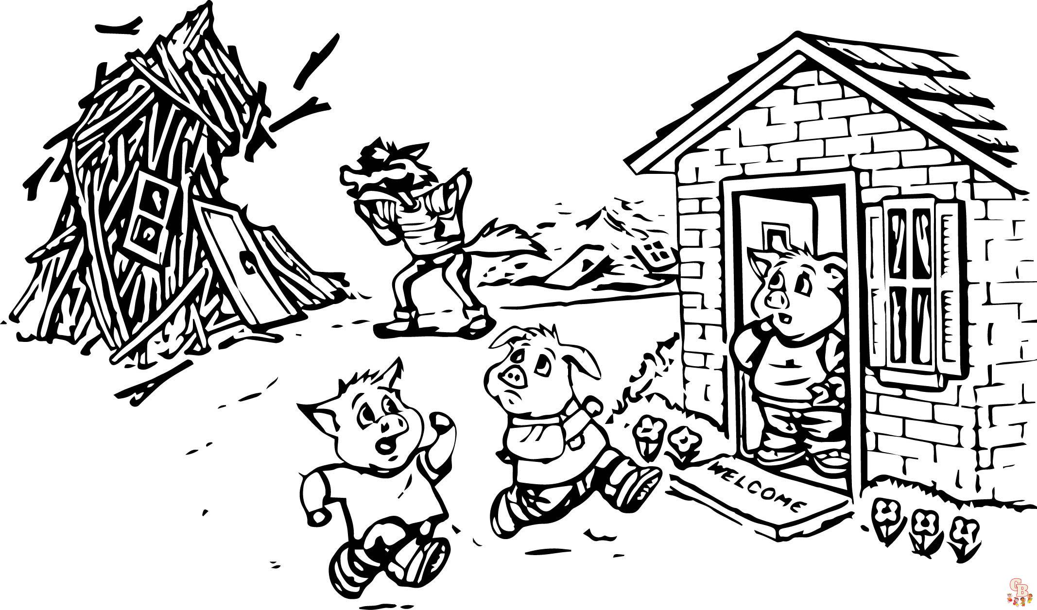 Get creative with three little pigs coloring pages