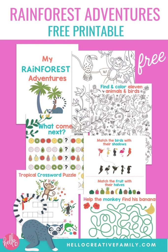 Free rainforest activity sheets printable giveaway