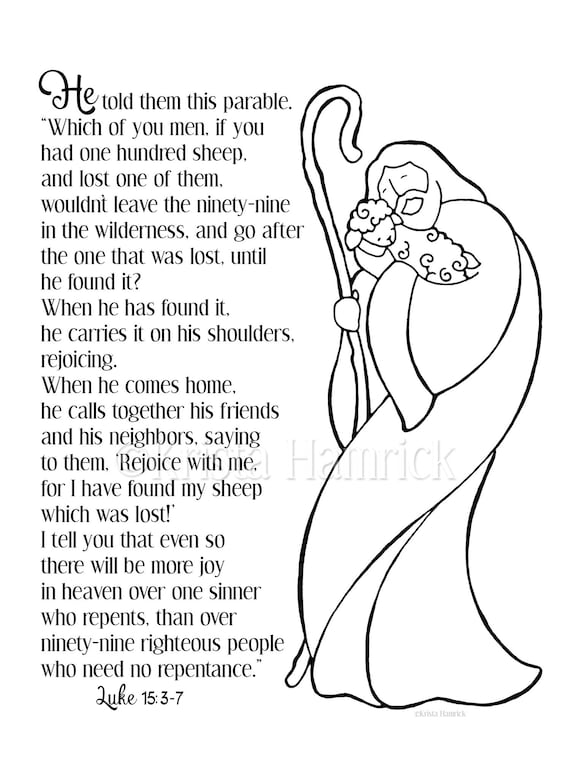 Parable of the lost sheep luke coloring page in two sizes x bible journaling tip