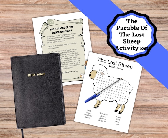 Printable activity set for the parable of the lost sheep lost sheep the lost sheep craft coloring bible verse page and word search