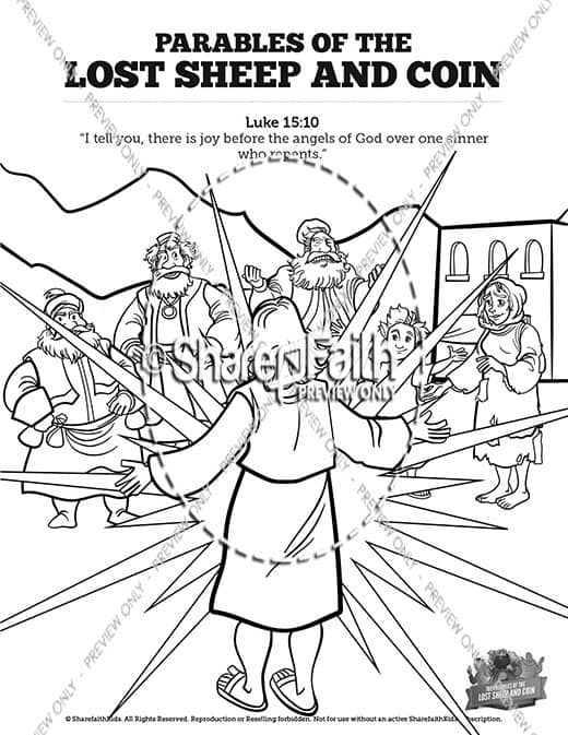 Luke the parables of the lost sheep and coin sunday school coloring pages â