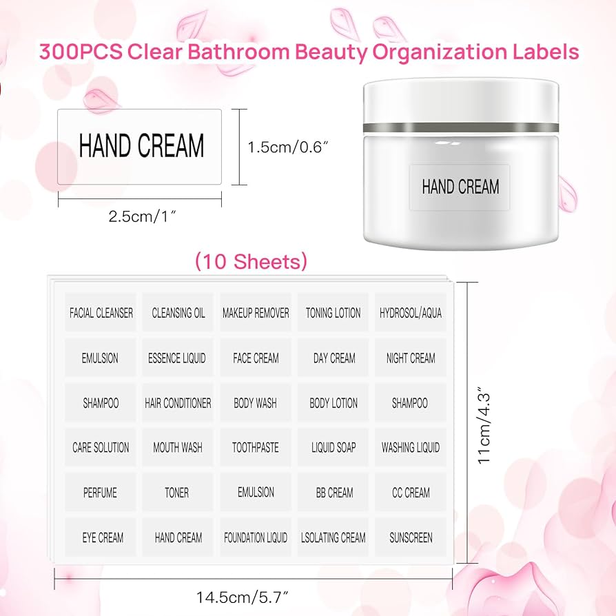 Hvswly pcs waterproof labels for travel size bottlesclear bathroom labels and beauty organization labelstravel bottle labels for shampoo conditioner lotion cream beauty personal care