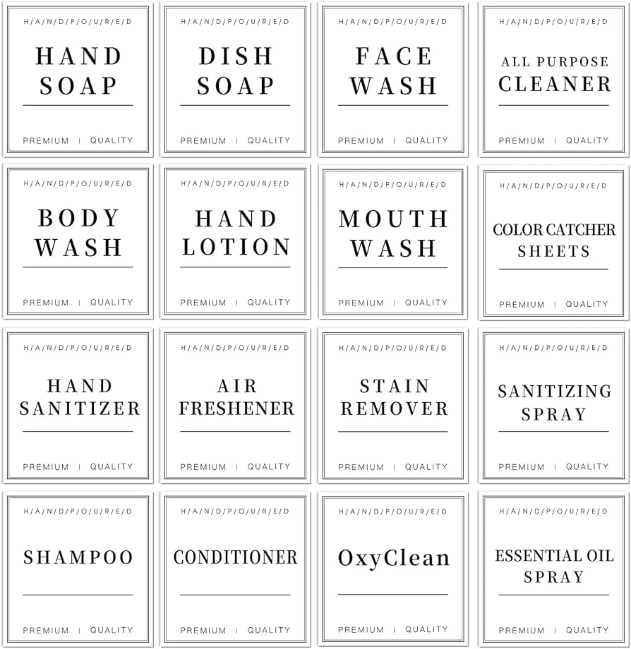 Pcs waterproof soap labels for glassplastic bottles bathroomkitchen hand soap dispenser label stickers removable cleaning labels for soap lotion shampoo and conditioner x inch home kitchen