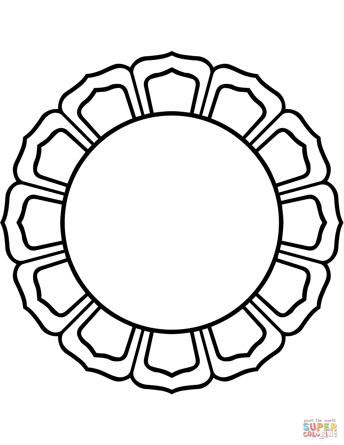 Petal lotus circle coloring page free printable coloring pages