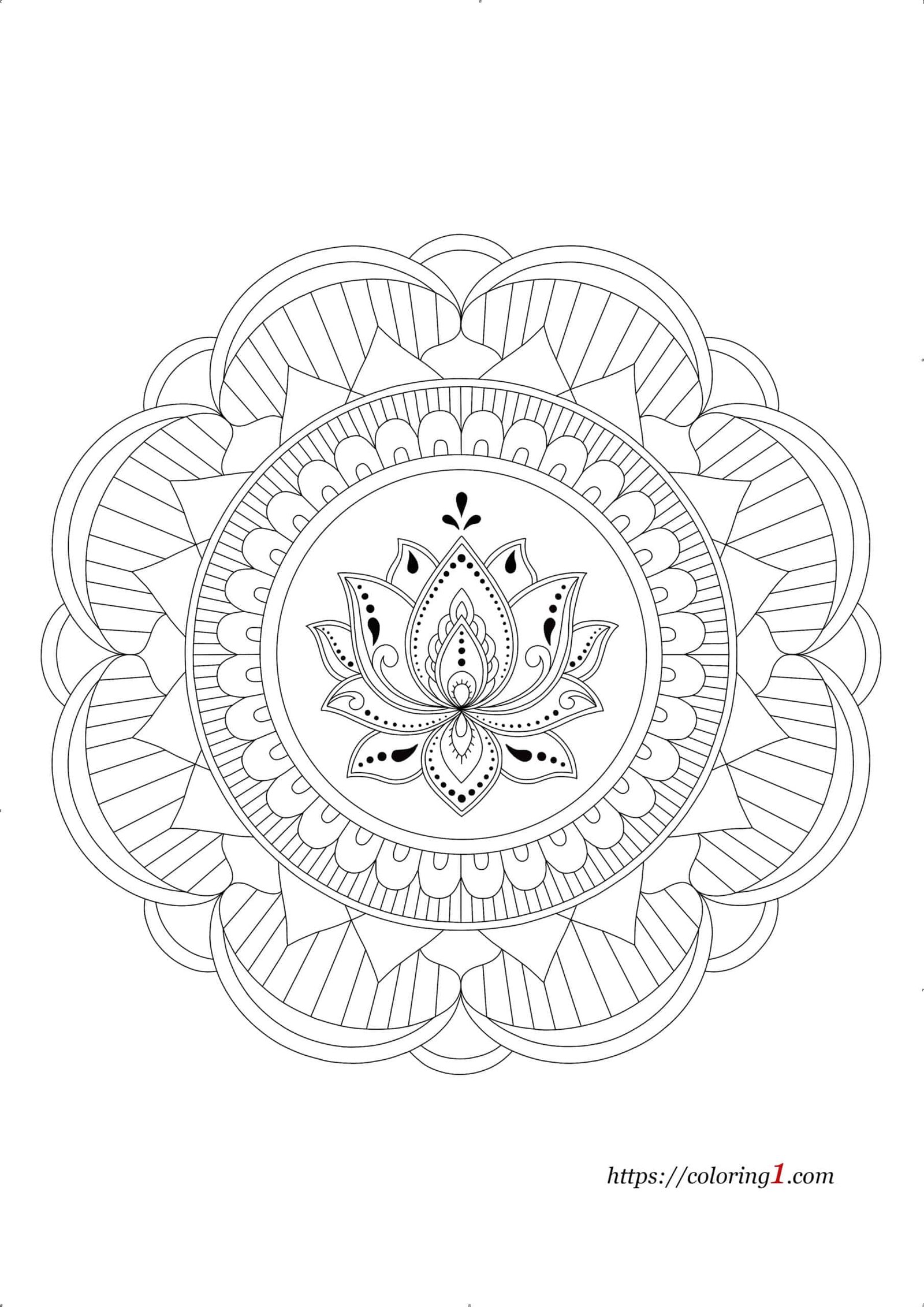 Lotus flower mandala coloring pages