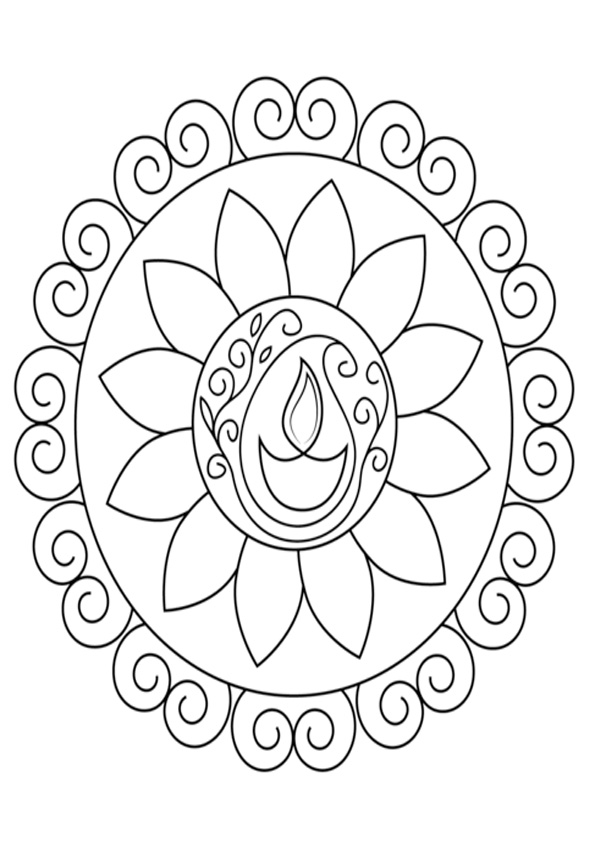 Coloring pages flower circle detailing coloring page