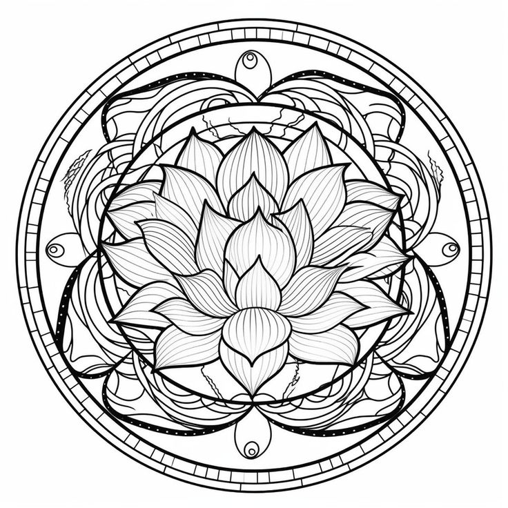 Mandala lotus coloring page all age coloring page mandala art