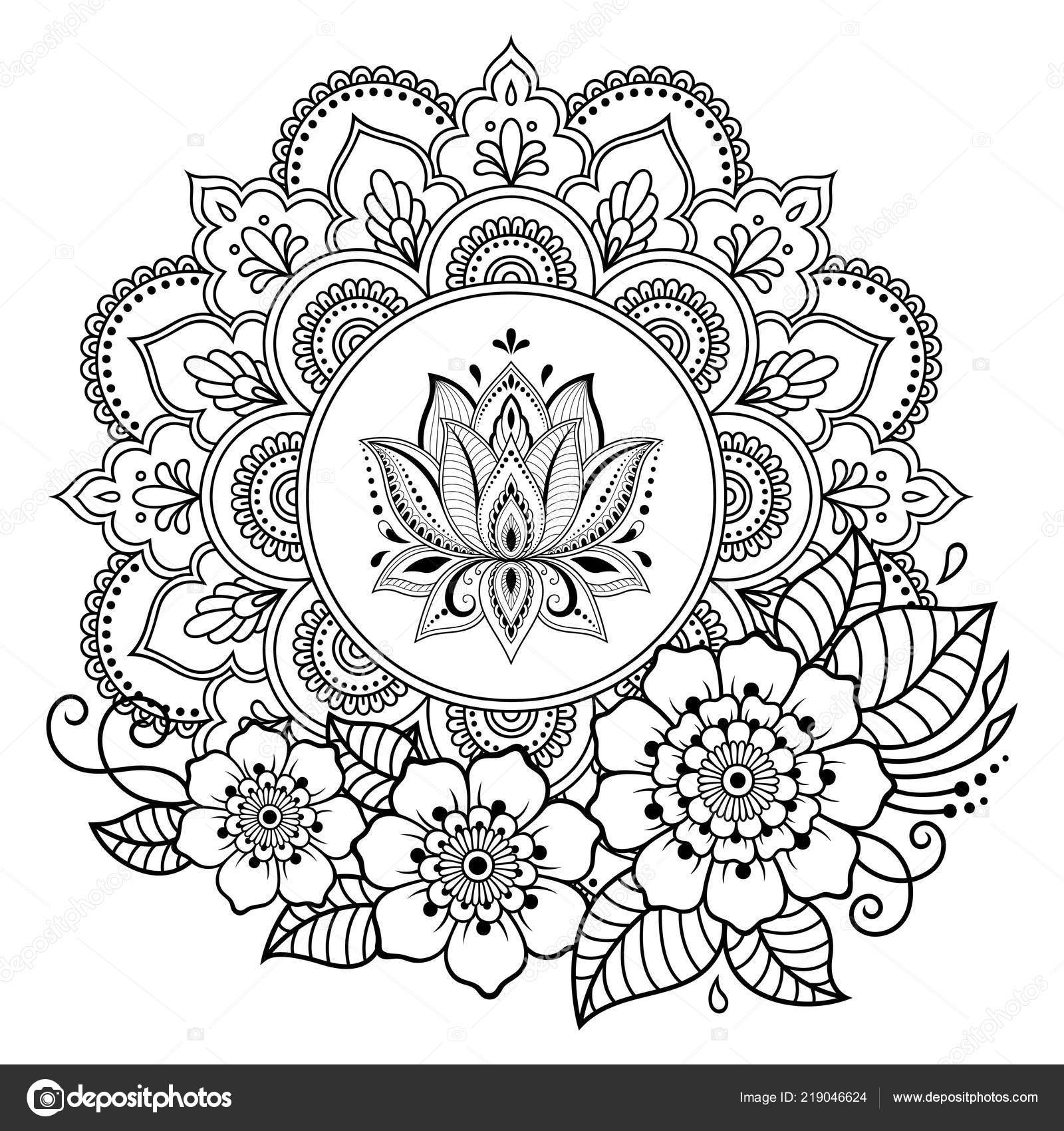 Circular pattern form mandala lotus flower henna mehndi tattoo decoration stock vector by rugameteragmail