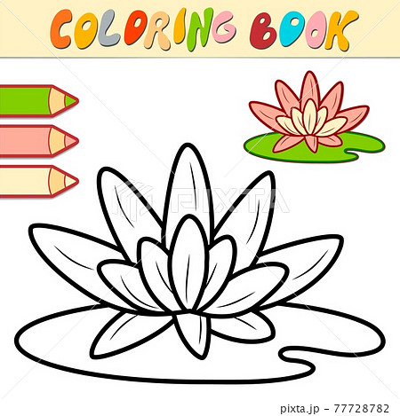 Coloring book or page for kids lotus black and