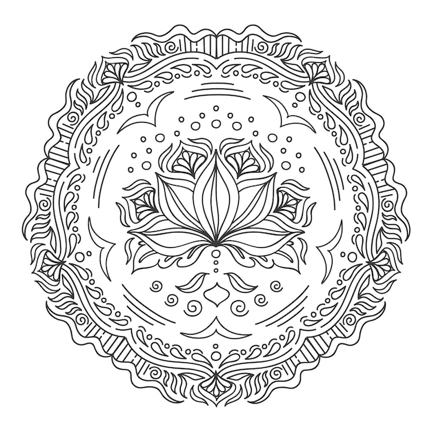 Free vector hand drawn mandala lotus flower drawing