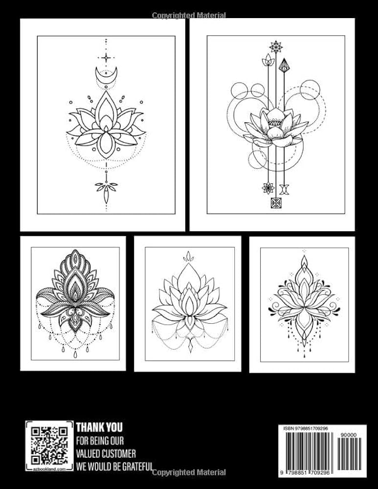 Lotus tattoo coloring book amazing flower coloring pages with creative sketches for teens adults to have fun and relax pope zakaria books