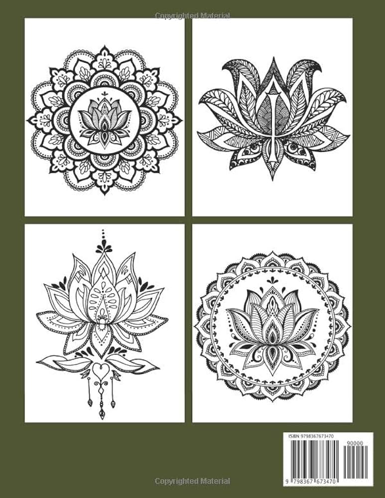 Lotus flower coloring book amazing coloring pages featuring beautiful illustrations of lotus flower for adults relaxation and stress relieving by joy rainbow