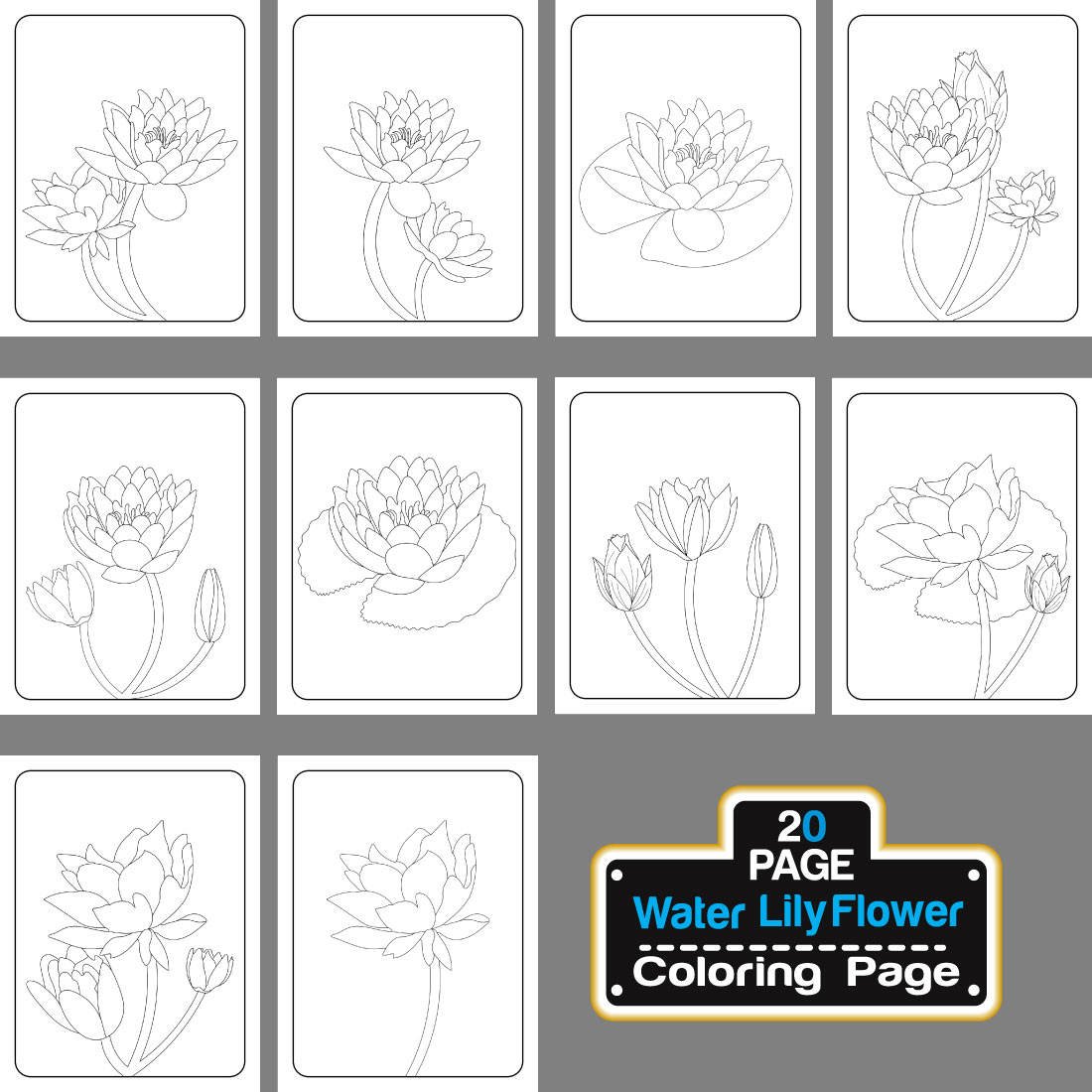 Lotus flower coloring page hand drawing line art vector illustration