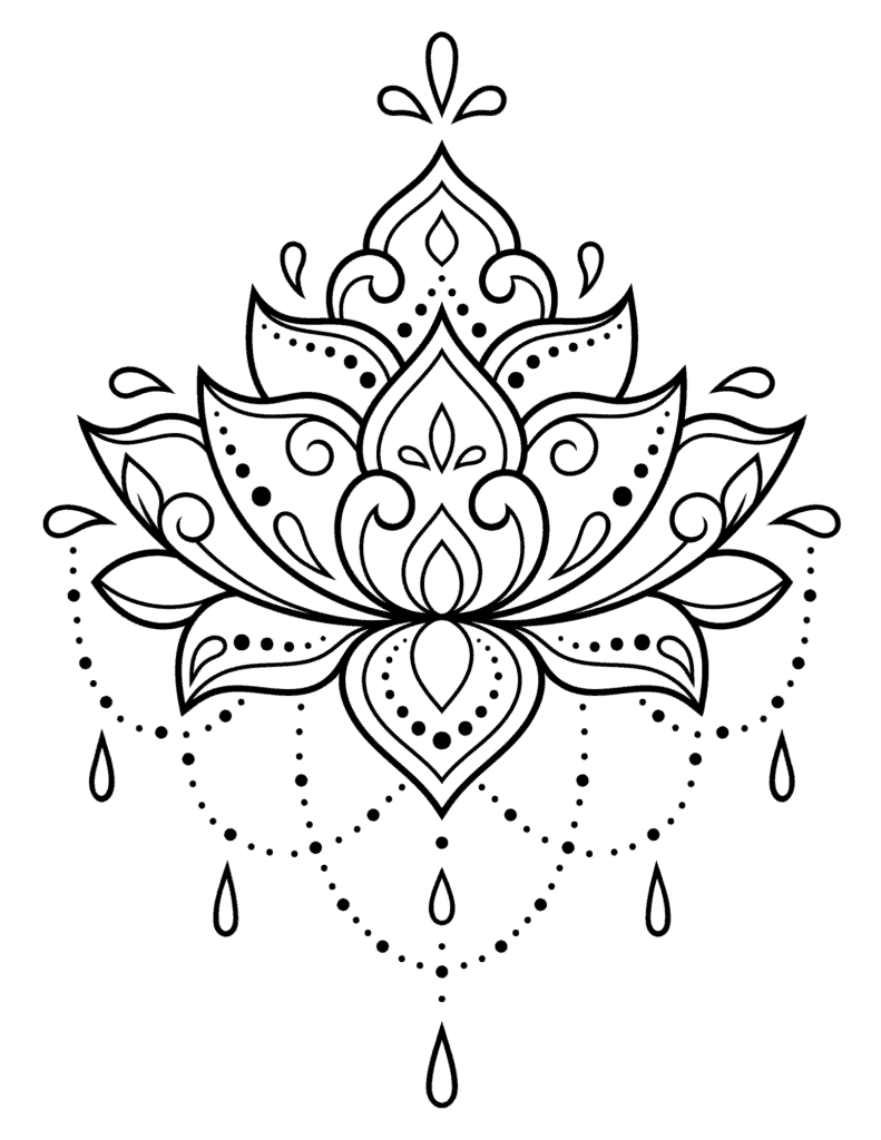 Lotus coloring pages free printable pdf templates