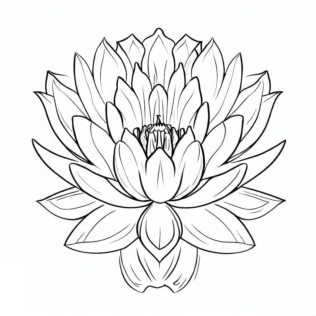 Very beautiful lotus flower coloring page