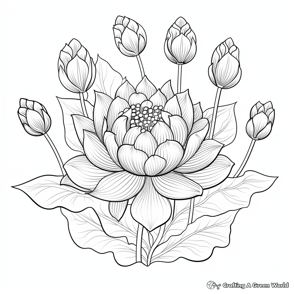 Lotus for adults coloring pages