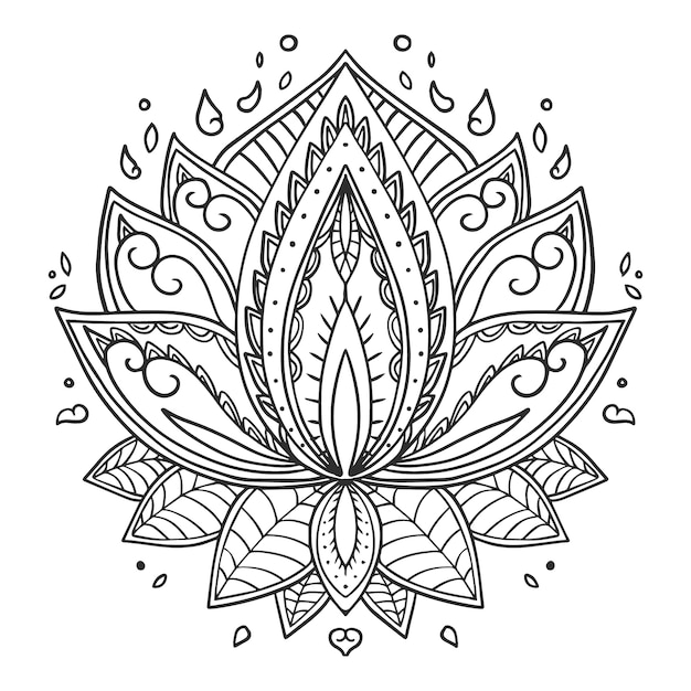 Free vector hand drawn mandala lotus flower drawing