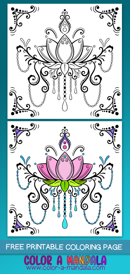 Jeweled lotus coloring page m