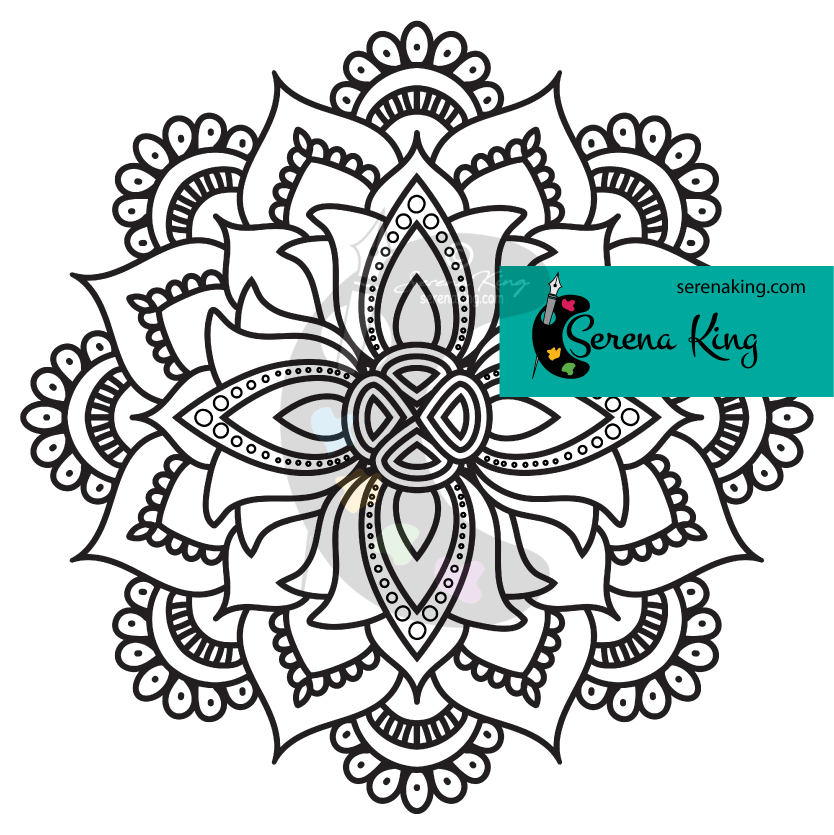 Ornate lotus mandala coloring page â serena king