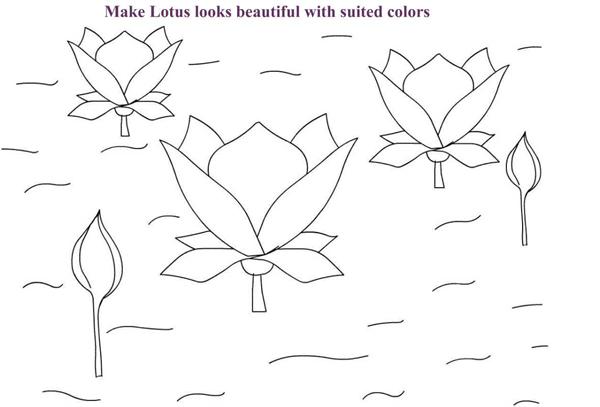 Lotus in pond coloring page printable for kids