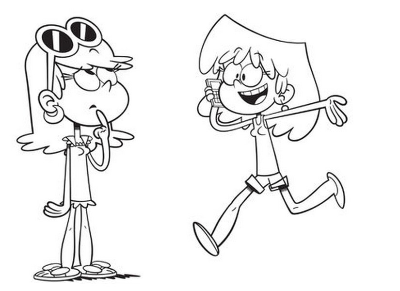 Coloring page the loud house leni and lori