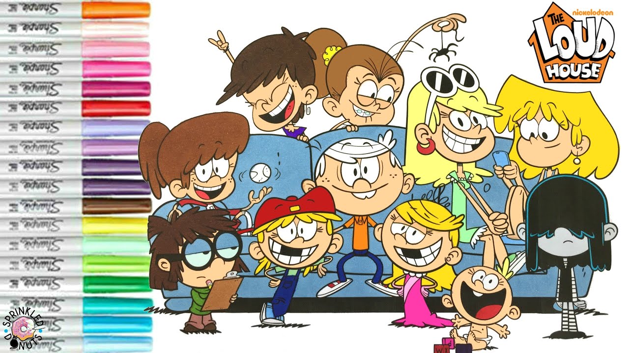 The loud house coloring book page lincoln loud all sisters lori leni luna luan lynn lucy lola