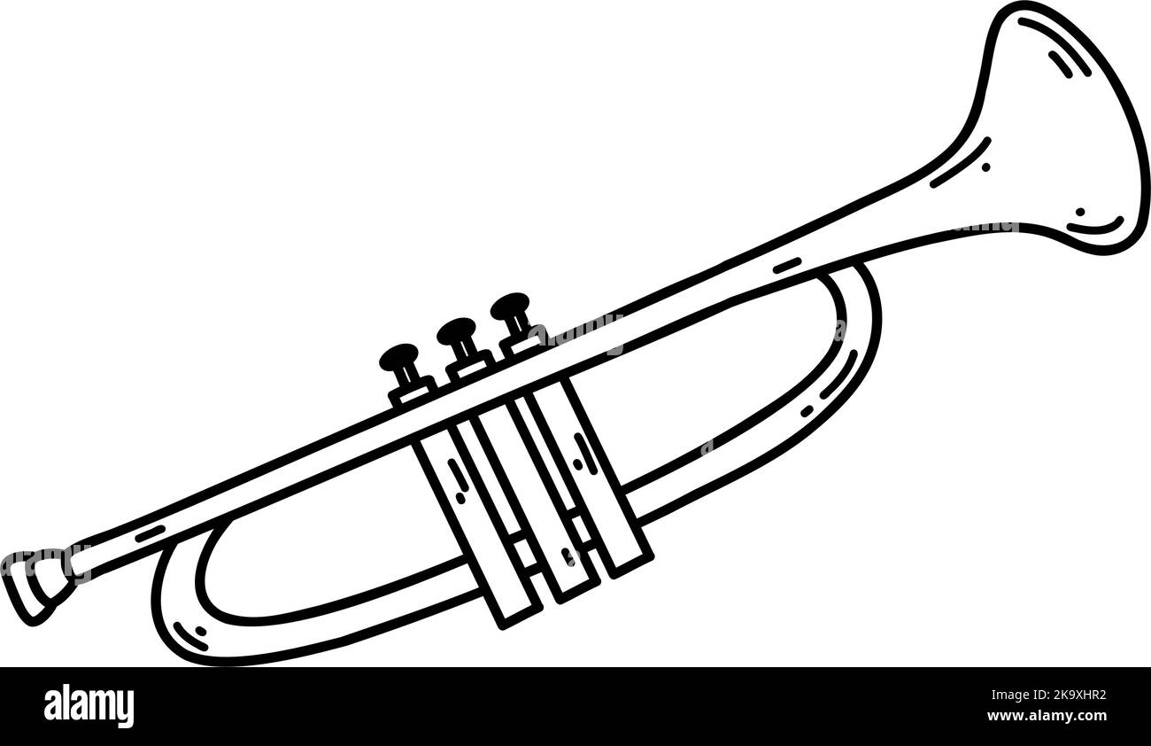 Trumpet drawing black and white stock photos images