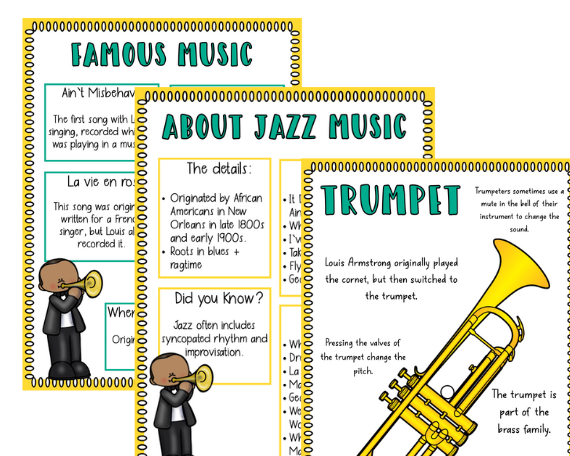 Louis armstrong printable activities posters bulletin board set about jazz for black history month made by teachers