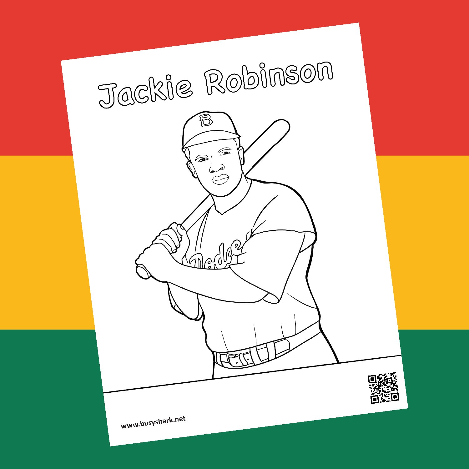 Jackie robinson coloring page free printable