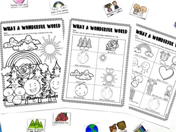 What a wonderful world by louis armstrong printable jazz lesson activity sheets
