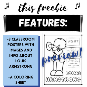 Louis armstrong poster and coloring sheet