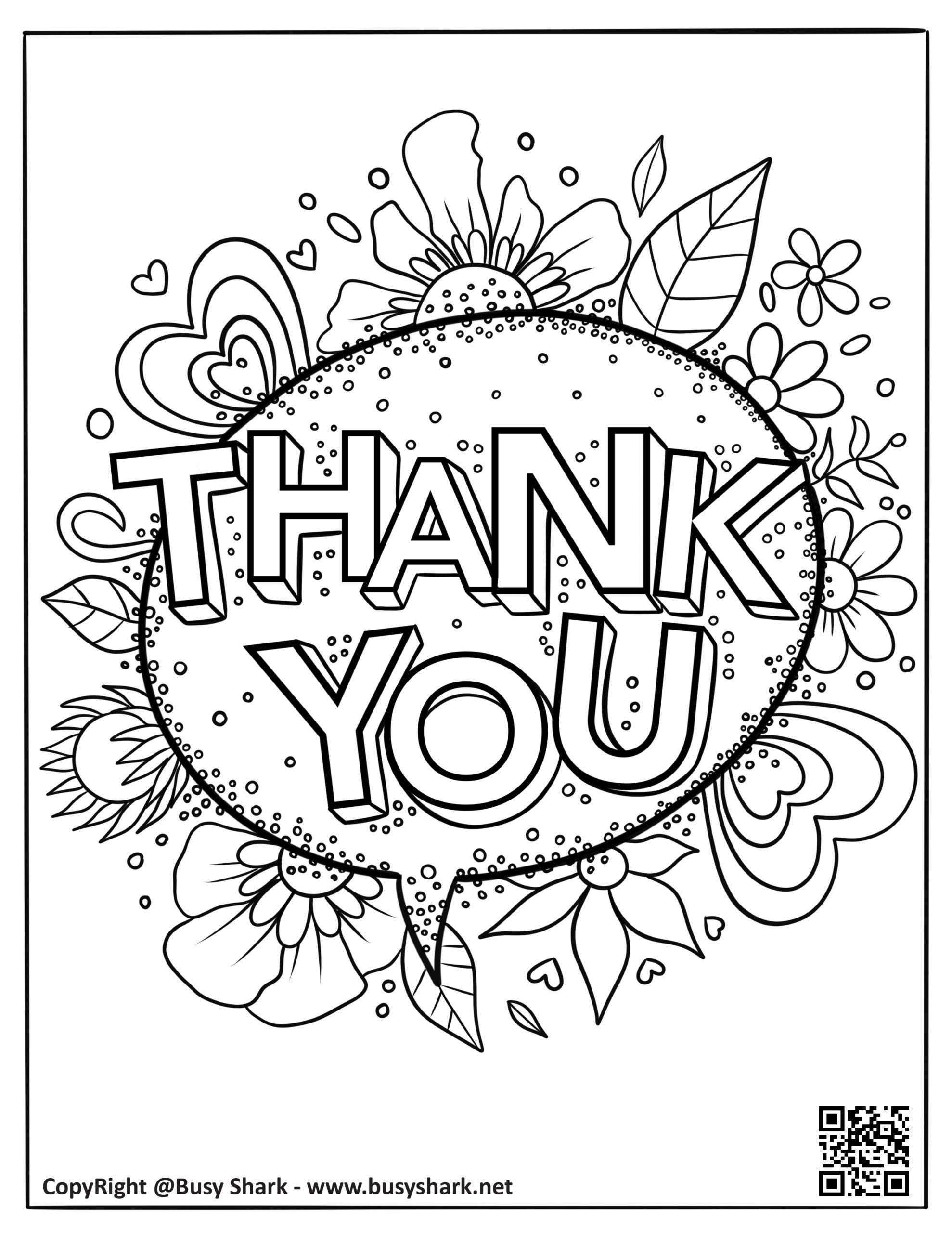Thank you coloring page free printable