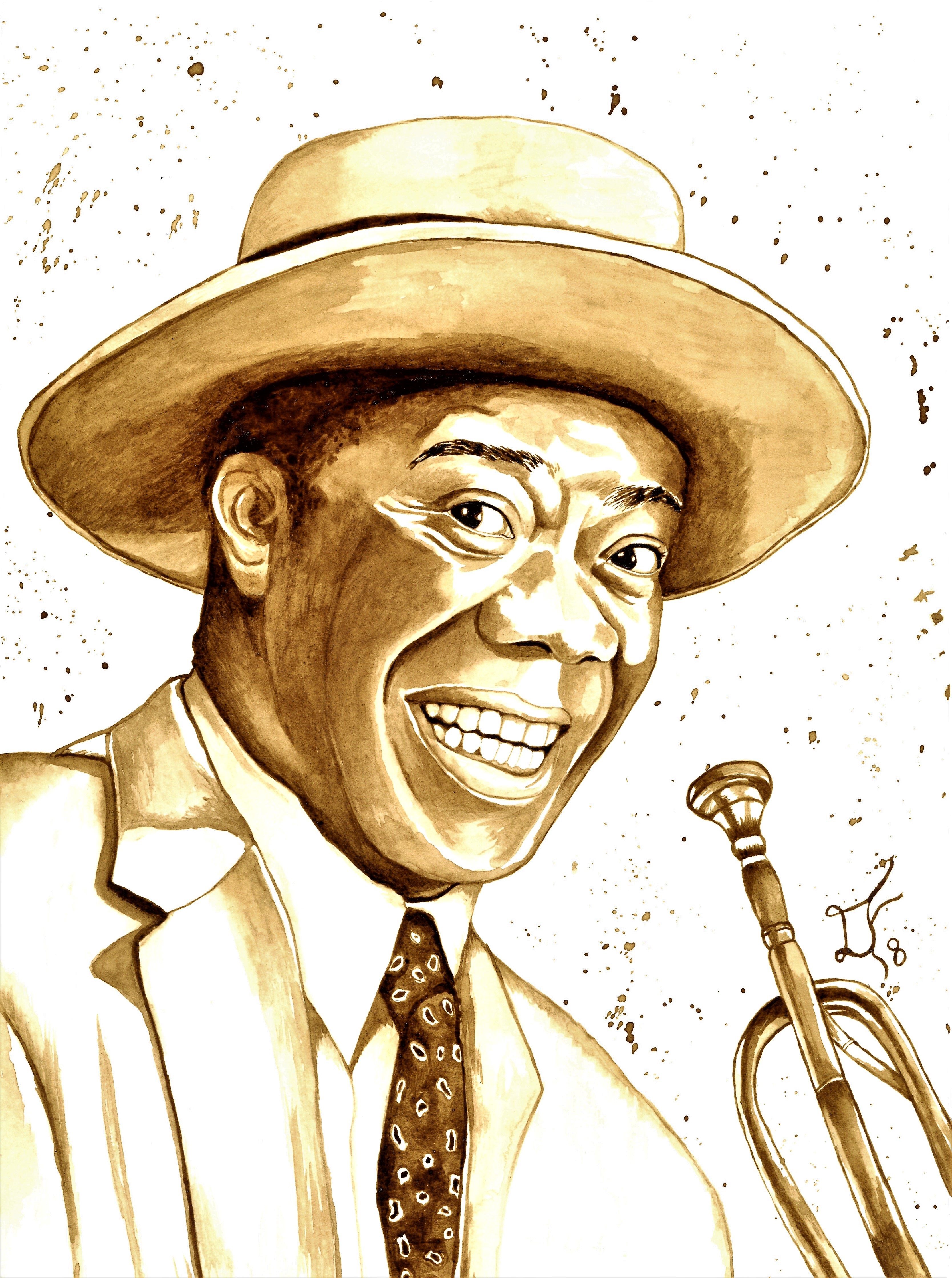 Louis armstrong croquis de silhouette dessins de cãlãbritãs dessin stitch